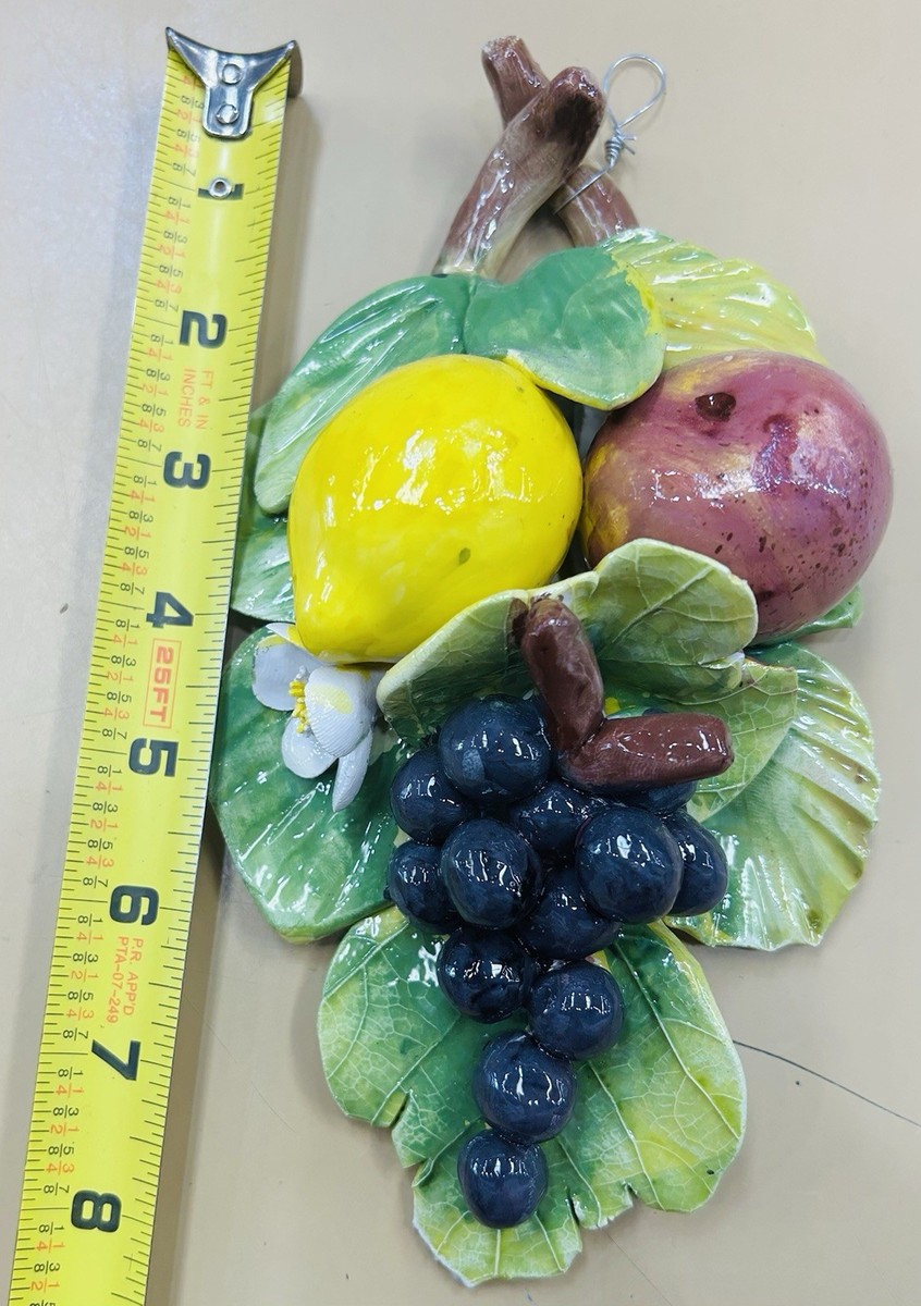イタリーCAPODIMONTE カポデモンテ Angelエンジェルぶどう壁掛け Capodimonte Porcelain- 7x4'' Lemon/apple/grapes Bundle Napoli