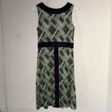 Tory Burch Womens Size L Midi Dress Blue Green Navy Blue Pattern