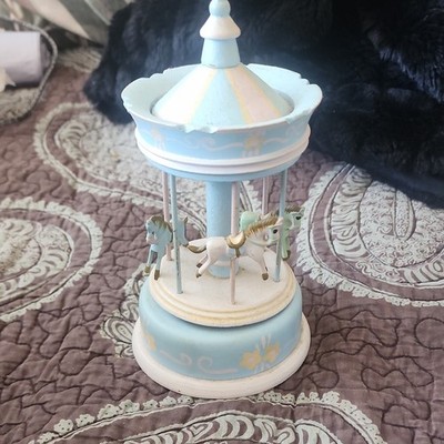 Decorative Blue Carousel Horse Music Box Collectible