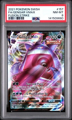 2021 POKEMON SWORD & SHIELD FUSION STRIKE #157 FULL ART/GENGAR VMAX PSA 8 NM-MT