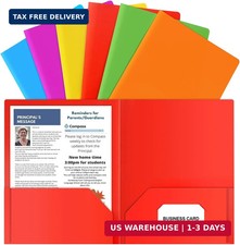 HABGP Plastic Folders with Pockets 6 Color Heavy Duty Two Pocket Folder Busin...
