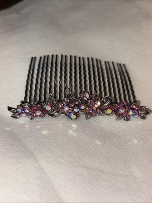 Hair Comb Hairpin Crystal Elegant Wedding Bridal Pink