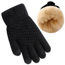 Clothclose Kids Winter Gloves for Boys Girls - Warm One Size, Black