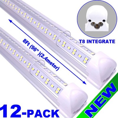 12 PC 8 Foot LED Shop Lights 144W Fixture 8ft T8 8' LED Tube Light Bulbs 6500K