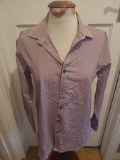 Mens Next Size 15.5" Purple White Tiny Check Tailored Formal Shirt