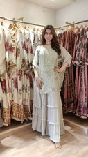 SALWAR KAMEEZ PUNJABI SHARARA WHITE KURTI PLAZZO SUIT WOMEN READY MADE DESIGNER