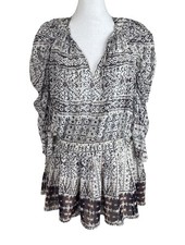 Ulla Johnson Anika Silk Smocked Drop Waist Mini Dress Boho Whimisical Size 6