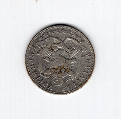 BOLIVIA Chile 1900 silver coin 50 cents made in Chile