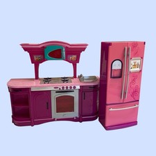 Lote de 2 Mattel Barbie Dream House Glam 2008 juego de cocina y refrigerador