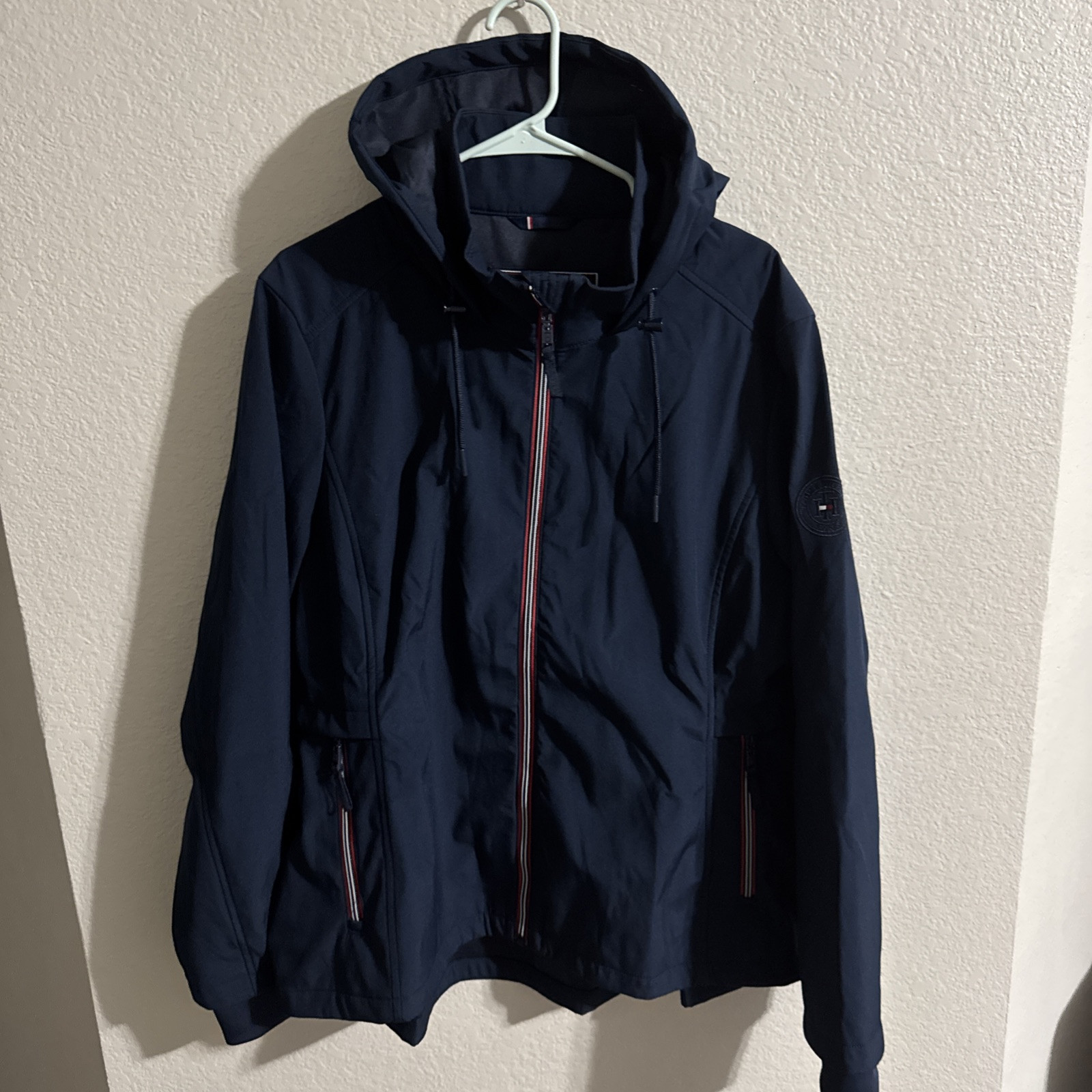 Tommy Hilfiger Womens XXL Full Zip Hooded Windbreaker Jacket Coat