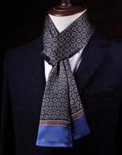 100 Silk men women Scarf neckerchief Wrap long dot beige blue gray MY175-34