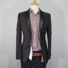 Calvin Klein Men's Tuxedo Jacket Two Button Black Wool Blend Skinny 36R NEW