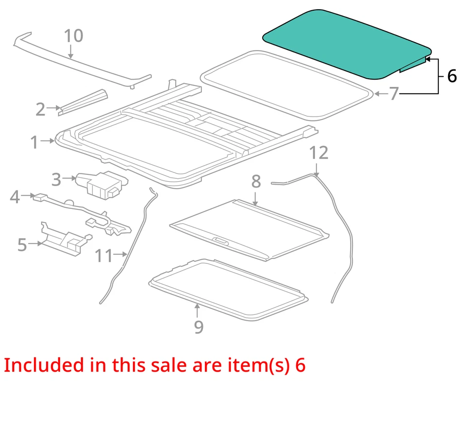 2007 2008 2009 2010 2011 2012 2013 Cadillac Escalade Sunroof Sun Moon Roof Glass - Image 3 of 4