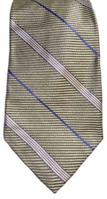 Vintage Robert Talbott Michael Boyd Gold Blue Striped Tie USA With Original Tags