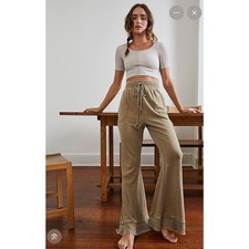 Intimately Free people cozy cool girl lounge pants lightweight stretch green XS