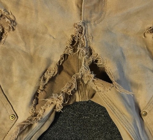 Vtg Carhartt Destroyed Thrashed Faded Double Knee Pants 34 Biker Skate Grunge 90 - Picture 3 of 20