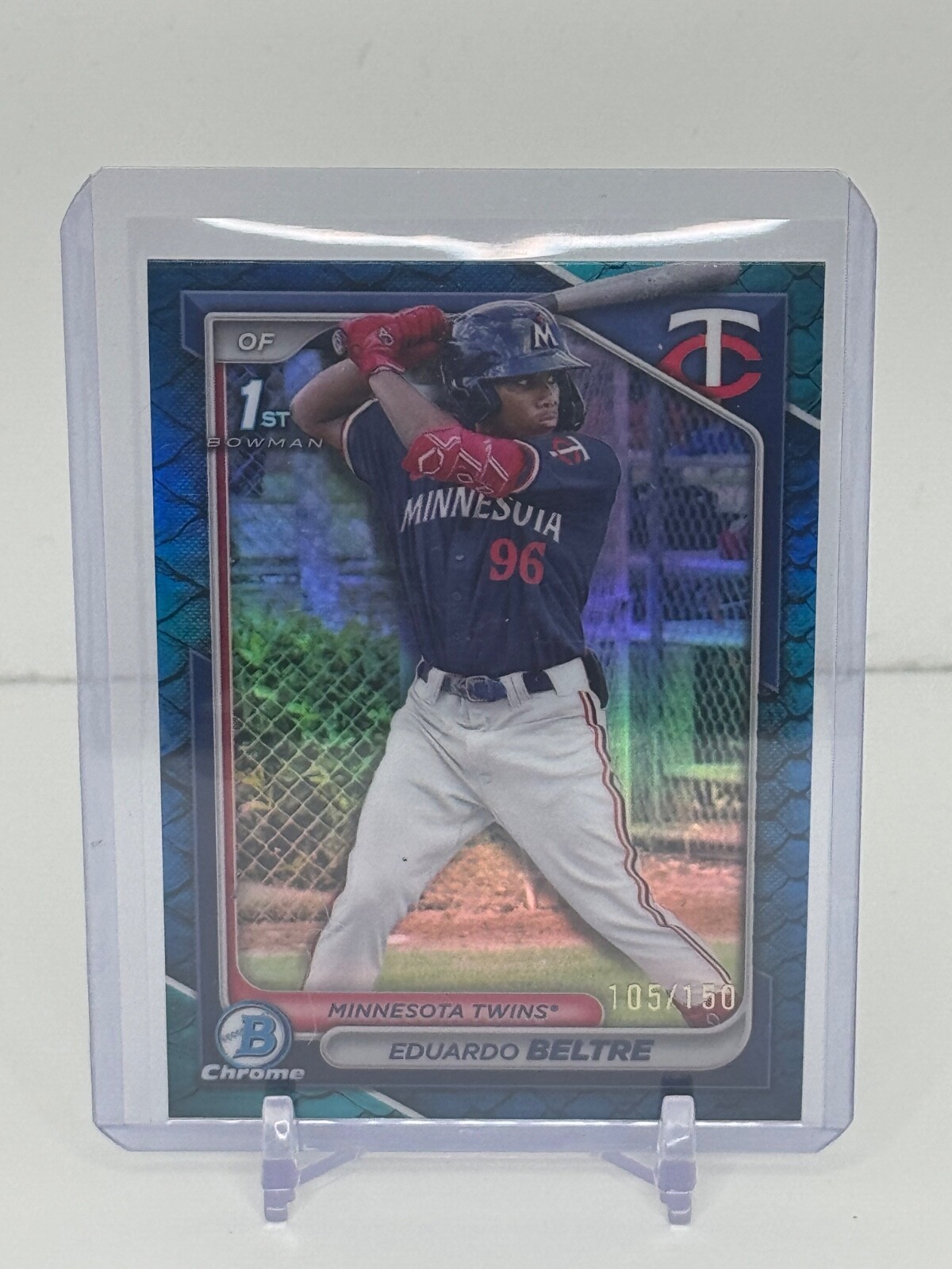 Eduardo Beltre 2024 Bowman Chrome 1st REPTILIAN BLUE REFRACTOR/150 BCP170 PSA 10