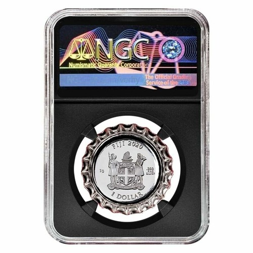 2020 6 gram Fiji Coca-Cola Japan Bottle Cap $1 Silver Coin NGC PF 69 ER (Retro) - Picture 2 of 2