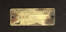 BRIGGS MOTOR BODY LTD DAGENHAM LATÓN PROVEEDORES TIRA COCHE PLACA EMBLEMA