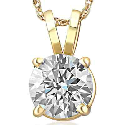 1ct runder Diamant Solitär Anhänger 14k Gelbgold Neu