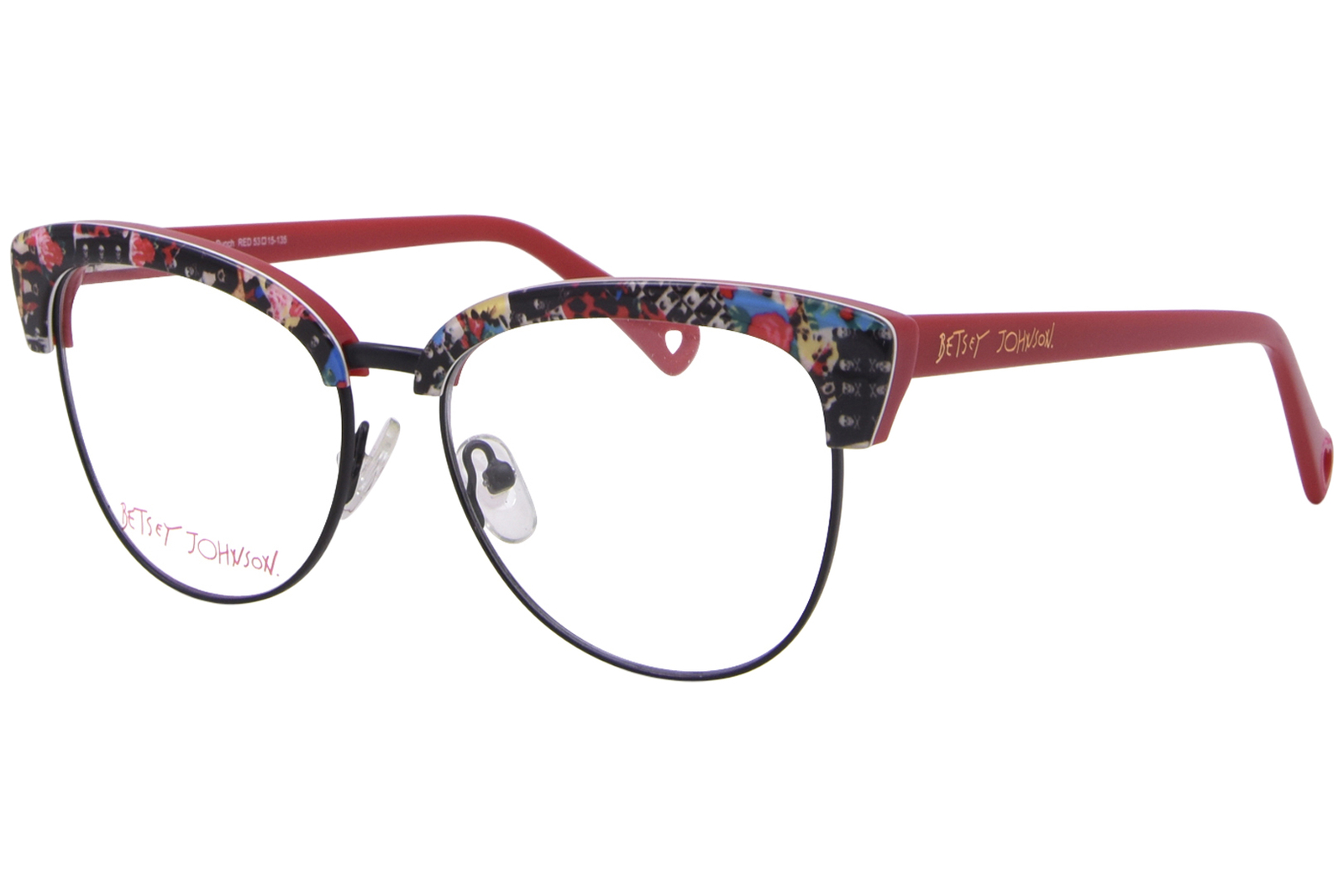 Betsey Johnson Punch RED Eyeglasses Women's Red Full Rim Cat Eye 53mm