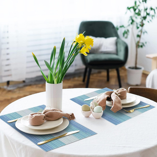 Placemats Set of 4,Vinyl Table Place Mats Stain Resistant Foldable Placemats Was - Picture 7 of 7