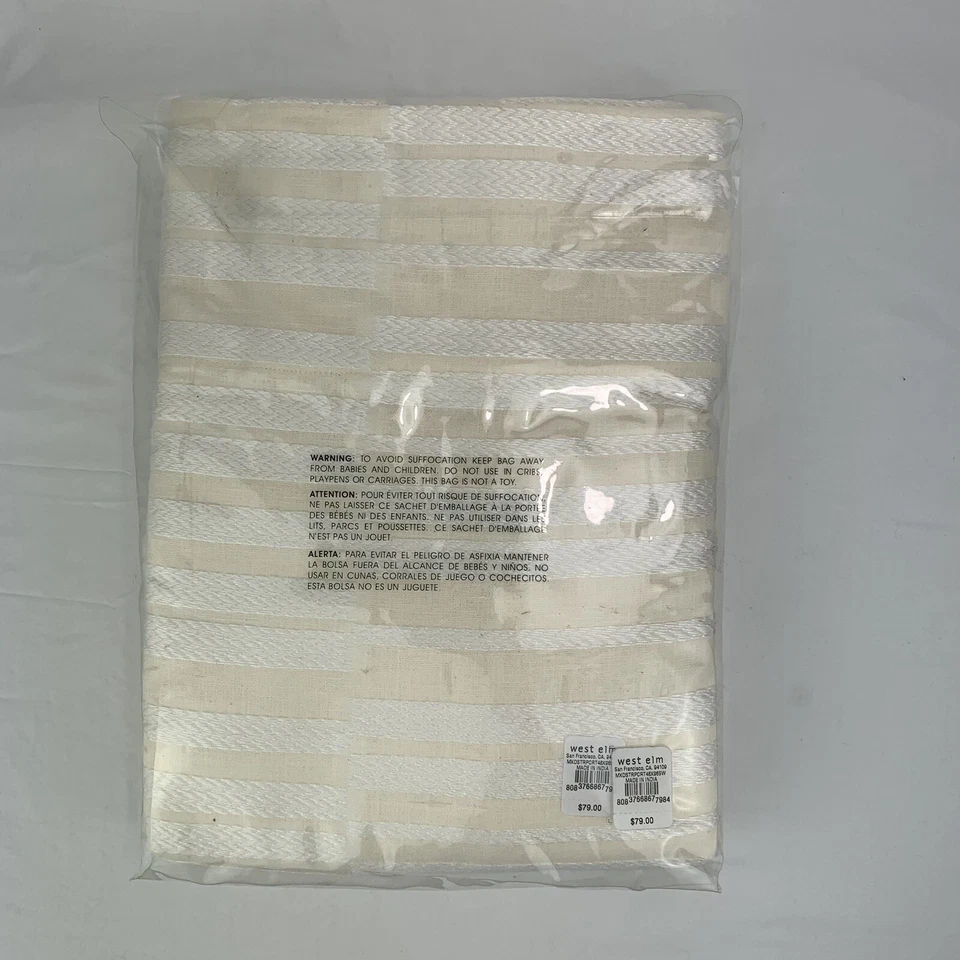 West Elm Mixed Stripes Jacquard Curtain 48"x96" Cream & White Striped One Panel - Image 3 of 3