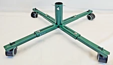 Tree Nest Rolling Christmas Tree Stand Heavy Duty Adjustable Metal Base Green
