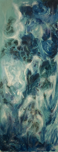 Vintage Original Oil Painting Old Abstract Birds Eye View Ocean Seascape -Signed