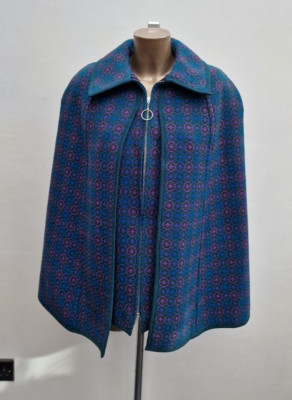 A Dafydd Snowdon Design Cape 100% Pure New Wool Tweed Poncho Overcoat L 12/14