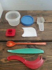 VintageTupperware Hostess Gifts Gadgets Lot of 8 Scoop, cup, Sli-Saw- All & more