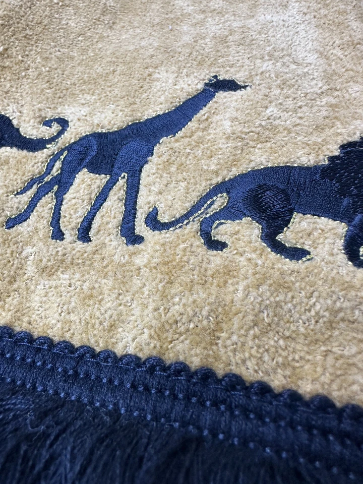 Juego de 6 toallas Avanti Vintage Safari Animal Bordado Borde Flecos Negro y Dorado Foto 4 de 4