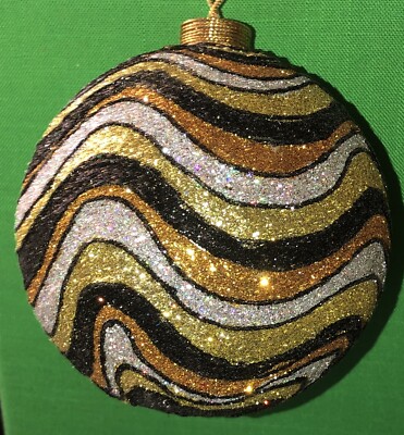 Glamour Designer Jim Marvin 4'' Glitter Swirl Ball Christmas Ornament