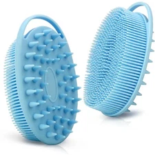 2-In-1 Silicone Body Scrubber and Hair Shampoo Brush Exfoliating Body Scrub 1Pc