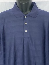 Pebble Beach Performance Mens Polo Golf Shirt XL Navy Blue Stripe Short Sleeve