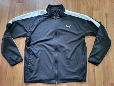 Puma Contrast Track Jacket Dry Cell Warm Up Full Zip Black White Mens Size Large