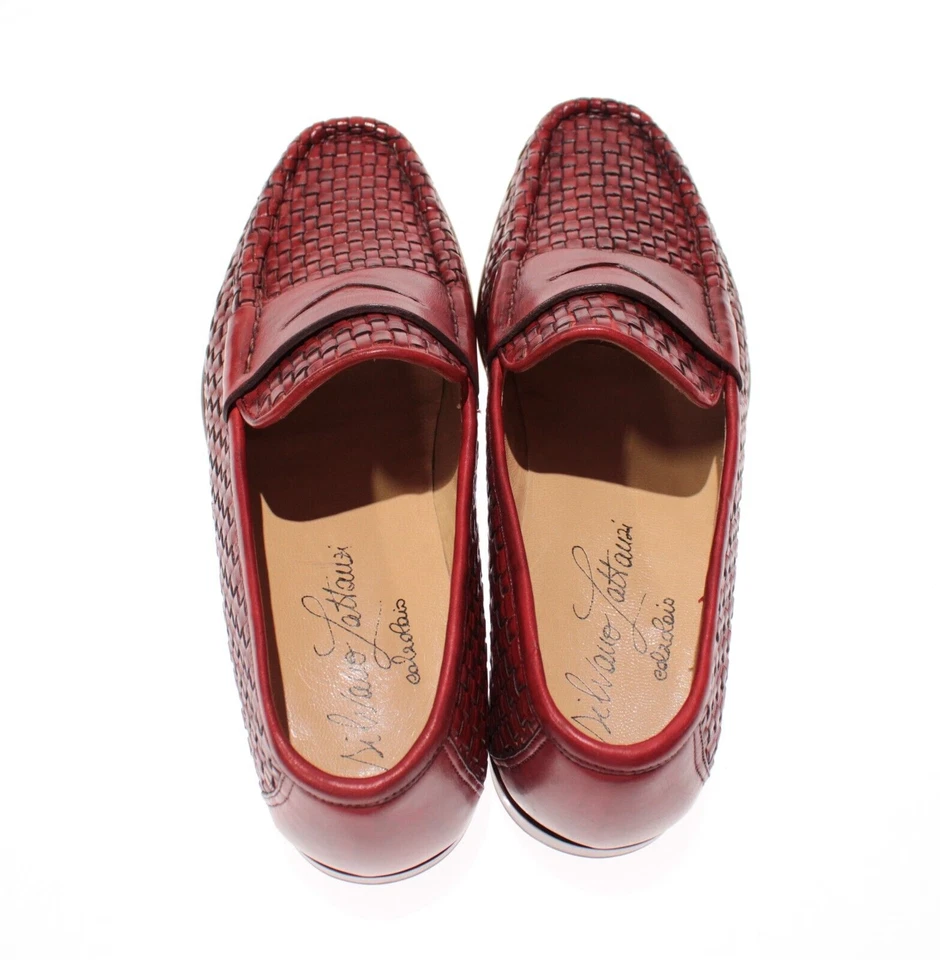 Mocasines sin cordones Silvano Lattanzi NWB talla 7,5 EE. UU. en cuero tejido rojo Foto 4 de 4