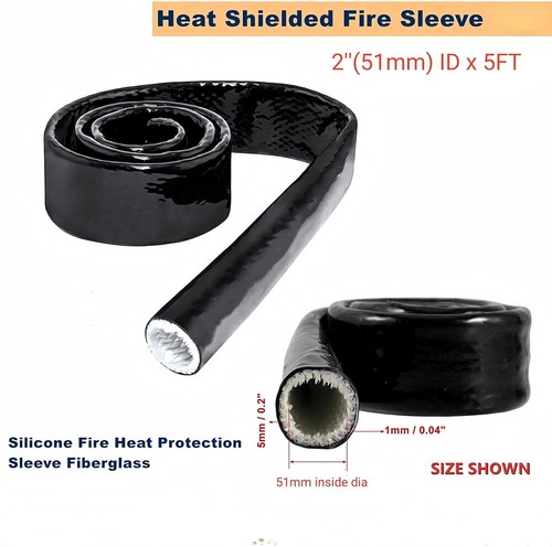 2"(51mm)ID Heat Shielded Fire Sleeve Silicone for Auto Hose Cable Wiring 5FT - Bild 2 von 8