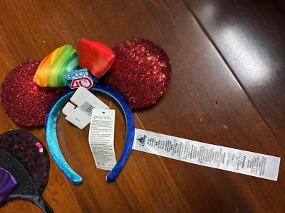 NEW EPCOT 40th Anniversary Disney Parks Sequined Ears Headband NWT Ships NOW! Disney Parks Epcot 40 40th Anniversary Minnie Mouse Sequin  main image 4