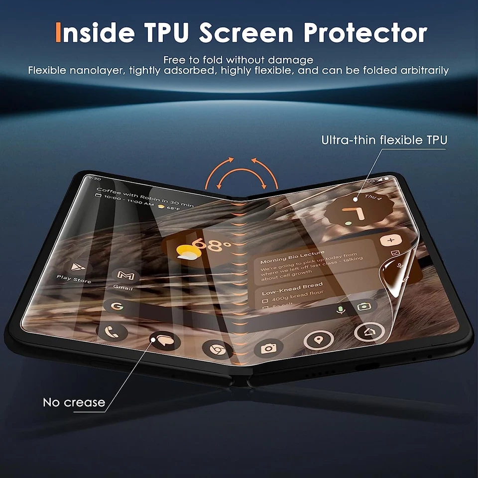 For Google Pixel 10 Pro Fold Outer Glass Film & Inside Soft TPU Screen Protector - Image 3 of 4