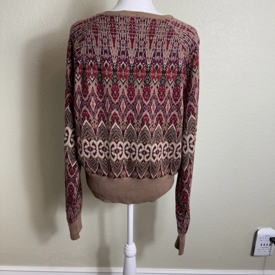 Cárdigan Suéter George by Mark Eisen Para Mujer Talla L Marrón y Rojo Botón Frontal Foto 4 de 4