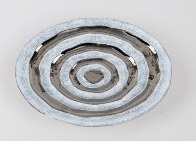 formano Deko-Teller 25cm Stone, Silber, Keramik in Stein-Optik gefertigt 766151