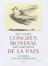 Picasso Deuxieme Congres Mondial 1950 Vintage Poster Mourlot 1964 Platesigned