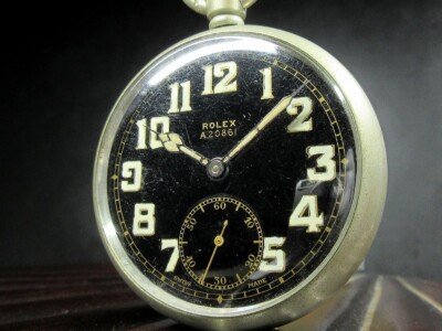 Rolex WWII British Military Issued Pocket Watch Black Dial 1940s