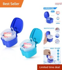 Lightweight Denture Cleaning Case Pack with Strainer Basket - 2 Colors