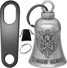 Biker Guardian Luck Riding Bell Motorcycle Gremlin Bells with 2 Key Chain Ring A