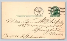 c1914 UX27 US Postal Card Jefferson 1c 'Recieved Your Gift' TRENTON NJ