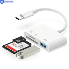 3-in-1 SD/TF/USB Memory Card Reader for iPhone 16 Pro Max/15/14/S23/iPad/Laptop