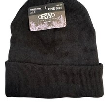Rugged Wear Beanie Watch Cap Hat Unisex One Size Black Cuffed Stretch Warm