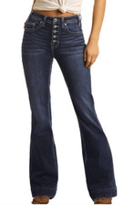 Rock  Roll Denim High Rise Trouser Flare Jeans Western Cowgirl Rodeo